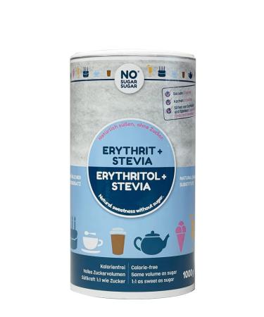 No Sugar Sugar Erythrit + Stevia - Healthy Zero-Calorie Sugar Substitute for Cooking & Baking (2x 1000g) | Natural Sweetener 1:1 Ratio No Aftertaste - Buy Online on SooperMarket.com