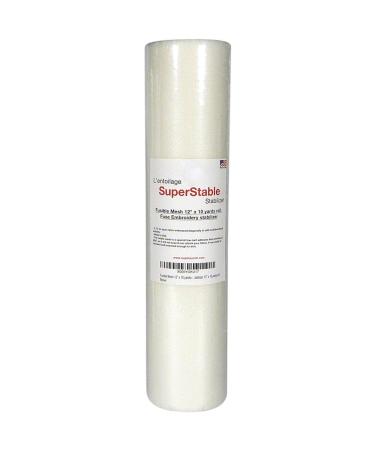 Superpunch Fusible Iron On No Show Mesh Embroidery Stabilizer, 1.5 Oz Lightweight Embroidery Backing Stabilizer-12 Inch x 10 Yard, SuperStable White Stabilizer for Embroidery Machine, Made in USA 12" x 10 yards roll