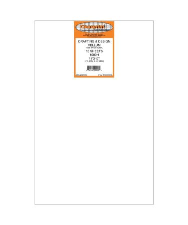 Clearprint 1000H Design Vellum Sheets 16 Lb. 100% Cotton 11 x 17 Inches 10 Sheets Per Pack 1 Each (10201216)