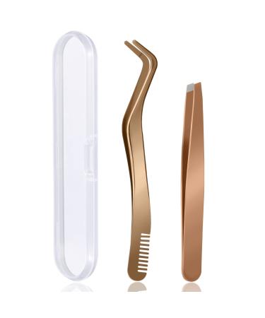 B&Q Eyelash Applicator Tool 2 pieces Lash Applicator Tool for Lash Clusters False Lash Applicator Tool Gold Eyelash Tweezers DIY Lash Applicator Tweezers Set (Golden 2pcs) 2 Pcs Eyelash Applicator Tool