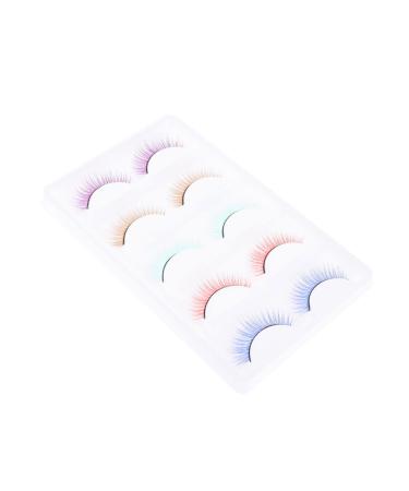 5 Pairs Colored False Eyelashes Natural Eyelashes Colorful Lashes Magnetic Eyelashes Cosmetics Toiletries Fake Eyelash Girls False Eyelashes Artificial Fiber Makeup Tools Dense 5d
