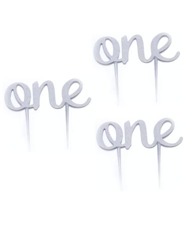 UPKOCH 3pcs One Cupcake Picks Glitter Cupcake Toppers Glitter Cake Toppers Insert Card