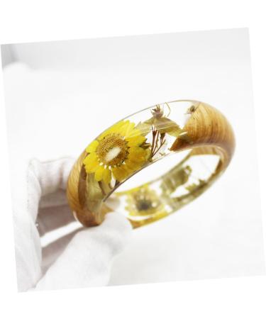 TENDYCOCO 2 Pcs Flower Bracelet Gemstone Bracelets Wood Bracelet Hawaiian Bracelet Friendship Bracelets Resin Bangle Bracelet Clear Bracelet Bangle Clear Epoxy European and American Jewelry 6.4X2.3CMx2pcs As Shownx2pcs - Buy Online on SooperMarket.com
