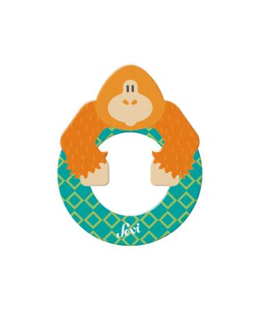 Sevi 83015 Tier wood letters o Orang-Utan door letters for children's room ABC learning toys made of wood educational toys for children from 3 years letters sorted green/pink/yellow