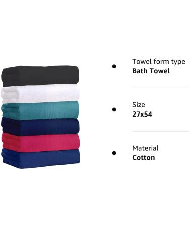 QUBA LINEN Bamboo Cotton Bath Towels - 6 Pack 27x54 Inch | Ultra Absorbent Towels for Pool, Spa, Gym | Lightweight & Soft Towels for Bathroom - Buy Online on SooperMarket.com