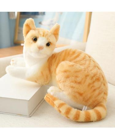 Hpory Cat Soft Toy Simulation Cat Plushie Cute Plush Cat Doll Realistic Cat Soft Plush Faux Plush Kitten Toy Pet Animal Photography Prop Room Home Decoration Companion Pets Toy Gift for Kids Orange Cat - 30cm - Buy Online on SooperMarket.com