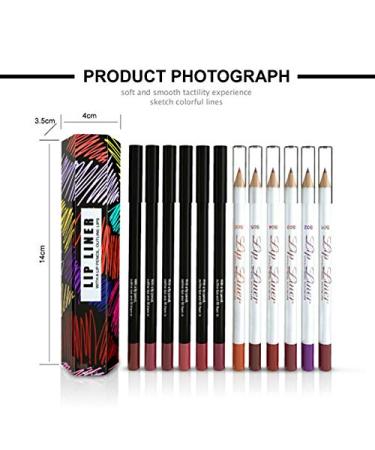 Waterproof Lip Liner Set - 12 Vibrant Colors | Long-Lasting Lipstick Cosmetic for Stunning Makeup - Buy Online on SooperMarket.com