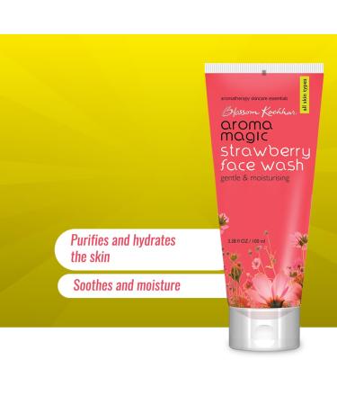 Aroma Magic Strawberry Face Wash - Gentle Moisturizing Cleanser for All Skin Types | Hydrates & Purifies Skin | 3.38 Fl Oz - Buy Online on SooperMarket.com