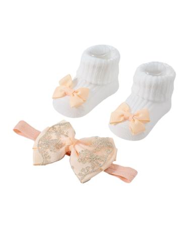 JSGHGDF Headbands Socks Set Elastic Hair Bands with Headwear Stylish Baby Knitted Socks for Newborns & Toddlers Yellow