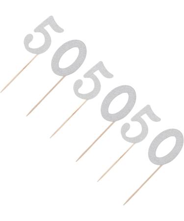50th Cupcake Toppers Silver Glitter 50 Cupcake Decorations for Birthday Wedding Anniversary Party - Buy Online on SooperMarket.com