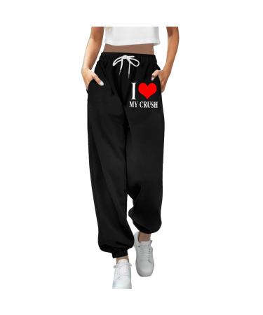 WILLBEST Women Causal Oversized Plain Jogging Sports Joggers Sweatpant Elasticated Waist Trouser with Pockets Exercise Track Sweat Jog Pants Tracksuit Bottoms 2170-djufh-black-e M