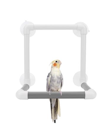 Bird Parrot Stand Perch Shower Perch Standing Toy Portable Suction Cup Parrot Bath Stands Suppllies Holder Platform Parakeet Window Wall Hanging Play (4 Suction Cups)