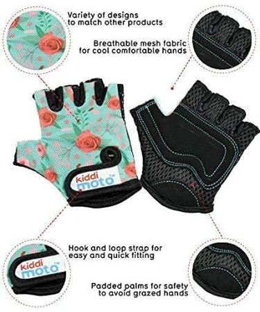 KIDDIMOTO Children's Fingerless Cycling Gloves for Boys & Girls - Floral Design - Size M (4-8 Years) - Perfect Kids Bike Gloves - Buy Online on SooperMarket.com