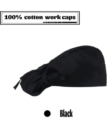 YUESUO Cotton Working Cap with Adjustable Ponytail Ribbon Tie Back - Black, One Size - Buy Online on SooperMarket.com