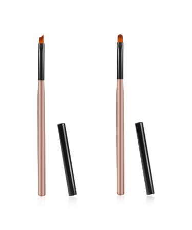 2 Pcs Nail Clean up Brushes Painting Brushes for Nails Nail Polish Brush with Round & Angled Head Pen Painting Tools for Nail Fingernail Cleaning Brushes for Nail Art Design Polish Mistake Cleaning