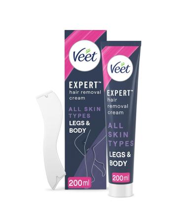 Veet Expert Hair Removal Cream Removes Stubborn Hair All Skin Types 200ml each Shea Butter Suitable for Arms Legs Underarms & Bikini 48 Hour Skin Hydration Effective in 2 Mins 200 ml (Pack of 1)
