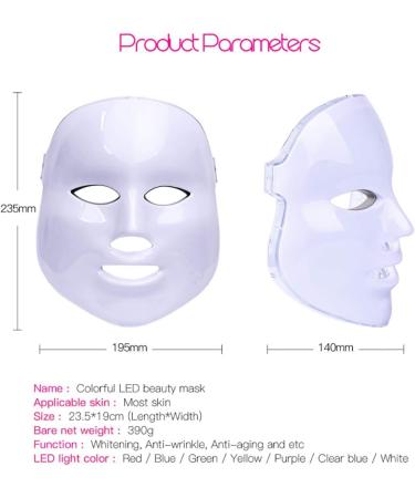 7 Color LED Light Therapy Mask - FEITA Photon Light Skin Rejuvenation Therapy Facial Skin Care Mask - Anti Aging - Reduce Wrinkles - Face Care Treatment - Buy Online on SooperMarket.com