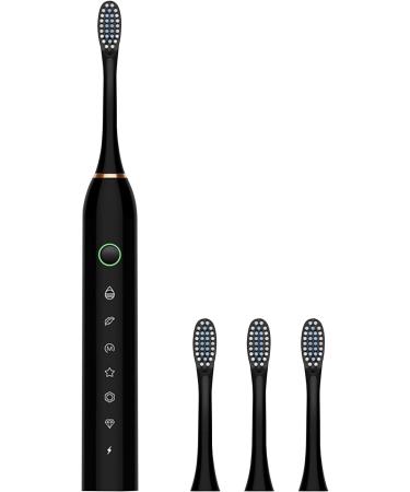 VALSEEL Sonic Electric Toothbrush for Adults - 6 Modes, Smart Timer, Waterproof - Black (4 Heads) - Buy Online on SooperMarket.com