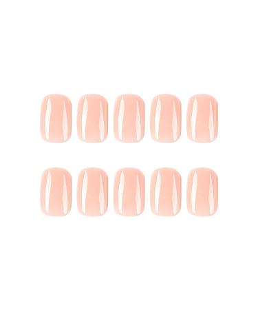 Extra Short Press on Nails - Acrylic Square Fake Nails in Nude Pink | Full Cover Glossy Designs with Nail Glue for Women - Buy Online on SooperMarket.com