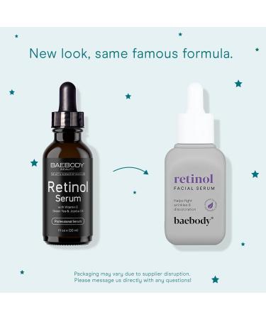 Baebody Retinol Facial Serum with Vitamin E, Hyaluronic Acid & Jojoba Oil - 1 Oz - Buy Online on SooperMarket.com