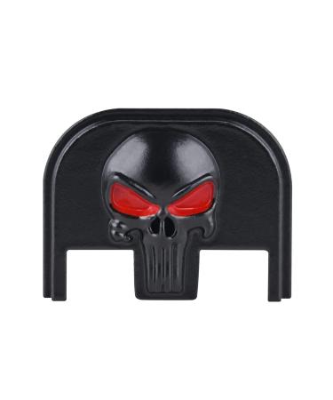 3D Aluminum Rear Cover Slide Back Plate - Replace The Original Plastic Plate Gen 1-5, Glock 17-41 44 45 Black Skull Red eyes