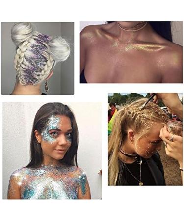 5 Set Holographic Chunky Glitter Nail Sequins for Body, Face, Hair - Gold & Silver Shades - Buy Online on SooperMarket.com