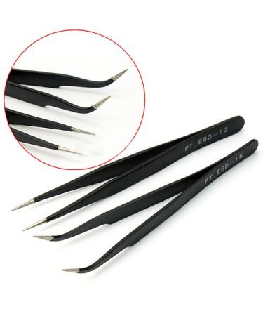 Nail Art Tweezers Set - 2 Black Precision Tools for Picking Up Rhinestones & Stones - Buy Online on SooperMarket.com