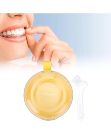 Orthodontic Retainer Case with Cleaning Brush - Yellow Mouthpiece Holder for Adults & Kids - Perfect for School Travel & Home - 8cm Diameter - Buy Online on SooperMarket.com