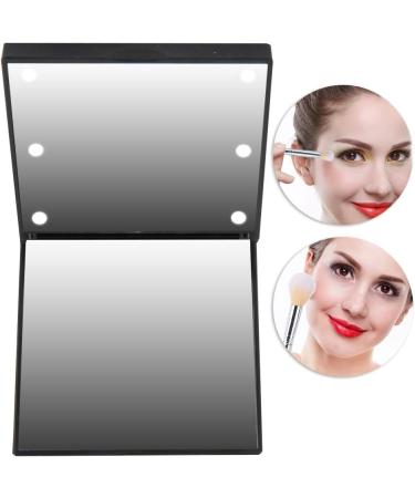 Pocket Mirror Travel Makeup Mirror Dimmable Bright LED Lights Battery Operated Protasble To Carry for Handbag Purses and Travel for Gifts for Girls(black) - Buy Online on SooperMarket.com