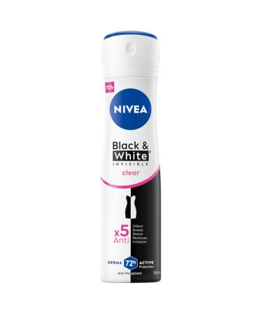 Nivea Womens Deodorant Clear Spray Invisible For Black & White 150 Ml 4.95 Fl Oz (Pack of 1)