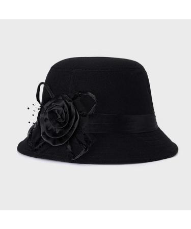 Glamorstar Vintage Felt Cloche Hat - Winter Floral Fedora Bucket Hat in Black - Buy Online on SooperMarket.com