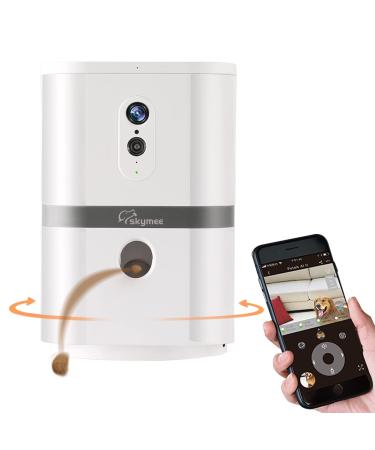 SKYMEE Petalk AI II Dog Camera Treat Dispenser, WiFi Remote Pet Camera with 180 PTZ and Night Vision, Compatible with Alexa