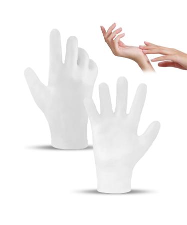 Moisturizing silicone gloves spa gel gloves silicone sleeping gloves reusable for female hand care repair dry cracked rough rough soft (1 pair of white)