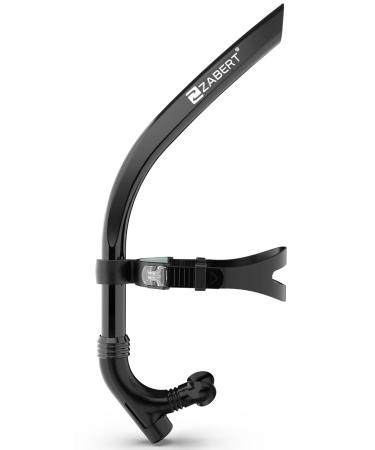 ZABERT SNK92 Swimming Snorkel, Fast-Adjust Head Strap, Front Center Snorkel Design, for Adult Youth Kids Age 8+ Swimmers SNK92-Black