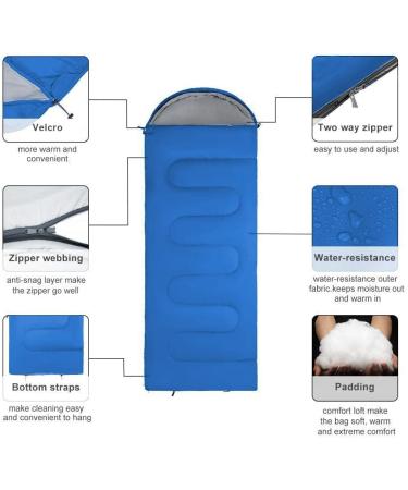 Lightweight 3 Season Sleeping Bag for Kids & Adults - 5-20 Degree Microfiber Fill - Ideal for Backpacking, Hiking, Camping - Includes Compression Sack - Single, Blue - Buy Online on SooperMarket.com