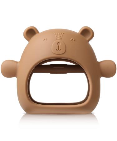 COZYPANDA Baby Teething Toys  Teething Toys for Babies 0-6 Months  Never Drop Baby Teether for Teething Relief  Teething Pacifiers BPA Free  Bear(Brown)