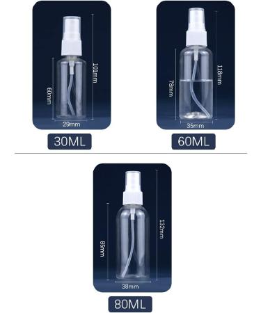3-Piece Small Spray Bottle Set (30ml 60ml 80ml) - Transparent Portable Atomizers for Travel - Perfect for Water Alcohol and Perfume - Buy Online on SooperMarket.com