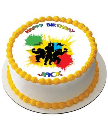 PAINTBALL DESIGN 7.5 PREMIUM Edible RICE CARD Cake Topper D1