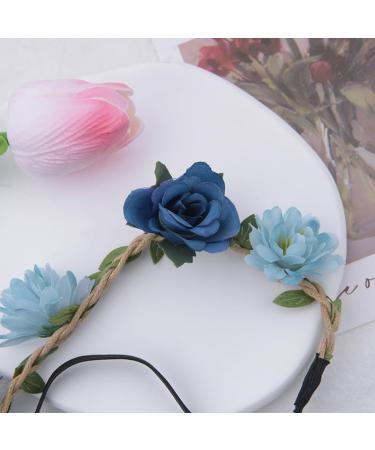 Flower Crown Floral Headband for Women Girls Flower Headbands for Girls Women Flowers for Hair Blue Floral Hair Accessories for Girls Teenagers Flower Hair Band Floral crown for Girls Women - Buy Online on SooperMarket.com