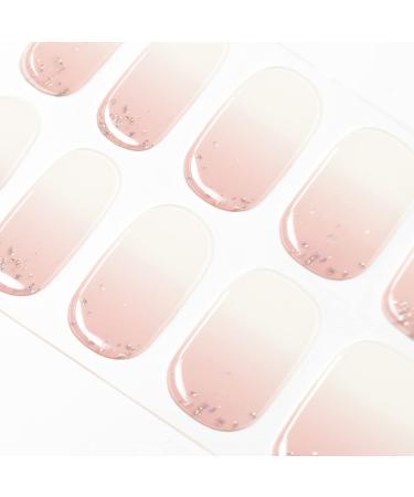 DANNI & TONI 28 Stickers Semi Cured Nail Wraps Soft Self-Adhesive Gel Nail Stickers(in The Mood for Love) Translucent Gradient of Light Pink