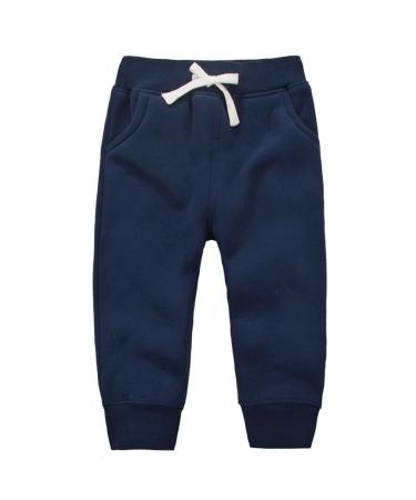 CuteOn Unisex Kids Elastic Waist Cotton Warm Trousers Baby Pants Bottoms 1-5Years 2 Years Dark Blue