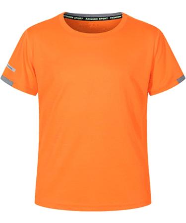 Doomiva Kids Boys Compression Shirt Orange | Quick Dry Sports Tee for Running Basketball | Short Sleeve, Size 11-12 Years - Buy Online on SooperMarket.com