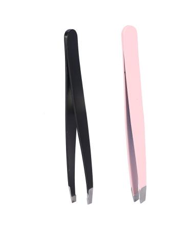 Eyebrow Tweezers 2 Pack Stainless Steel Eyebrow Facial Hair Removal Tweezers