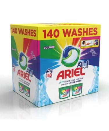 Ariel All in One Colour Pods 140 Wash Unscented  140 Count (Pack of 1)