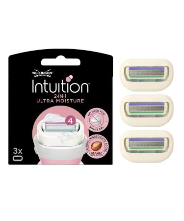 WILKINSON SWORD - Intuition Ultra Moisture Blades For Women | No Shave Gel Needed | Pack of 3 Razor Blade Refills 3 count (Pack of 1)