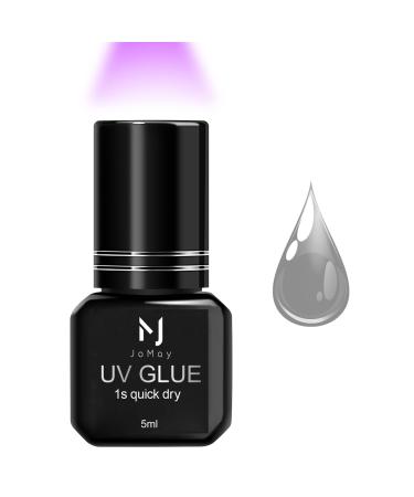 M J Eyelash Extension Glue UV Lash Glue Extra Strong 0.1 Sec Dry Waterproof Retention Until The Lashes Fall Out Lash Extension Glue Lash Adhesive Only Professional Use Must UV Light(5ML Black)