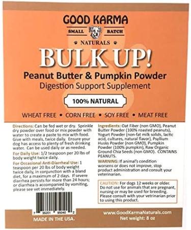 Good Karma Naturals Bulk Up All Natural Digestion Support Powder for Dogs - Diarrhea Relief & Anal Gland Health Supplement (8oz) - Buy Online on SooperMarket.com