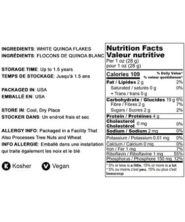 White Quinoa Flakes 1lb - Pressed Whole Grain Seeds, High Protein, Riboflavin, Raw, Kosher, Vegan - Ideal Oatmeal Substitute for Baking, Yogurt, Granola - Bulk Pack of 1 - Buy Online on SooperMarket.com