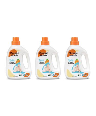 Orange House Liquid Baby Laundry Detergent, Clinically certified for Baby, Newborn, Infant, Natural Ingredients and Scent Free Formula, 30.4 Fl Oz (3 Pack) 1.9 Pound (Pack of 3)
