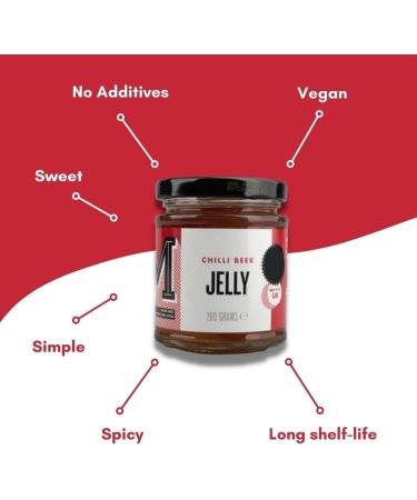 Manfood Chilli Beer Jelly (200g) | Sweet Jelly with a hint of Chilli | Perfect for Cheese | Try in a Gravy or use as a Glaze for Meat or tofu | Made in The UK - Buy Online on SooperMarket.com